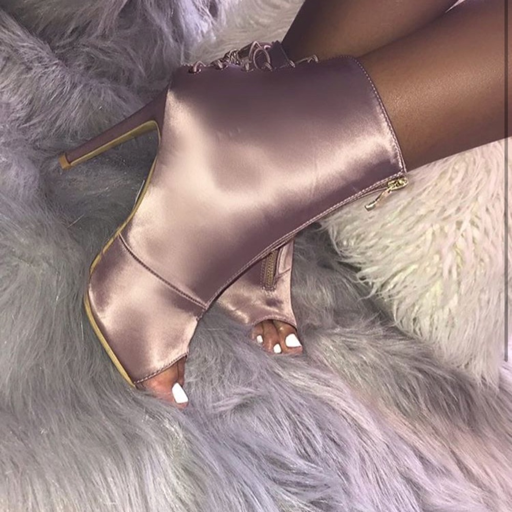 **Brand New** Mauve color Satin Peep-Toe Bootie
